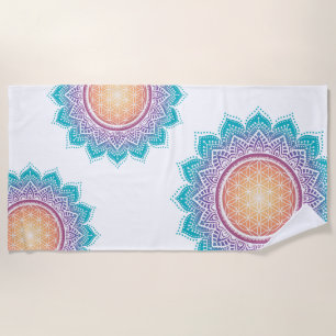 Mandala Flower of life sun Beach Towel