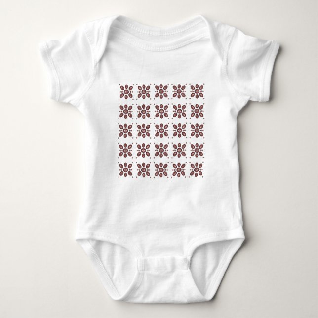Mandala Flower Pattern Baby Bodysuit (Front)
