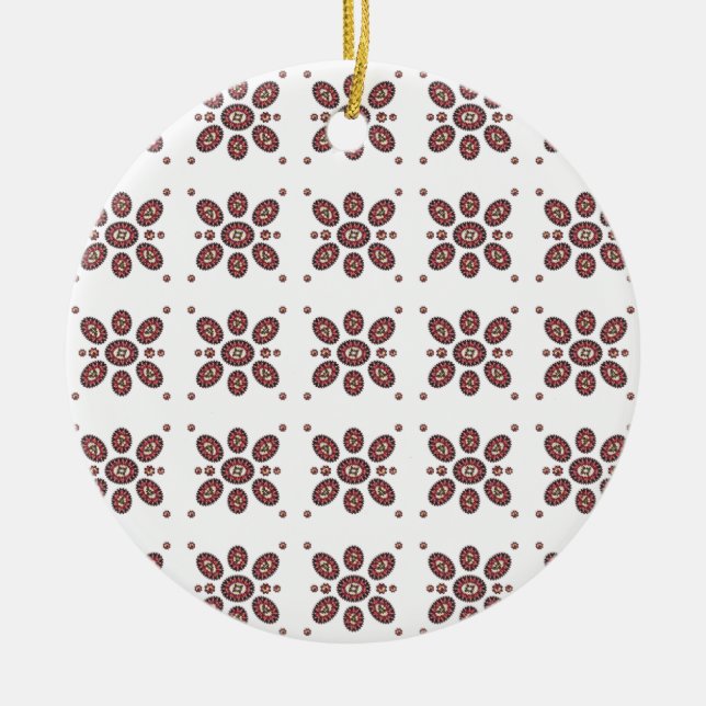 Mandala Flower Pattern Ceramic Tree Decoration (Front)