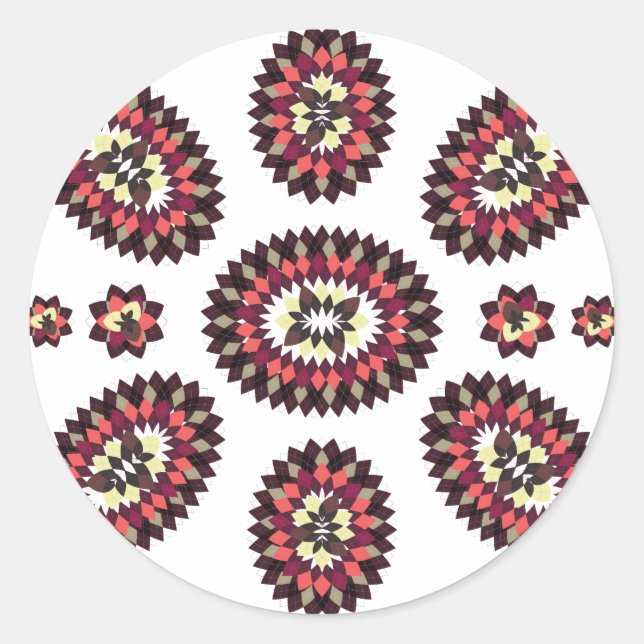 Mandala Flower Pattern Classic Round Sticker (Front)