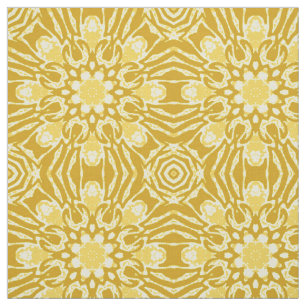 Mandala Flower Pattern - Mustard Gold and Yellow Fabric