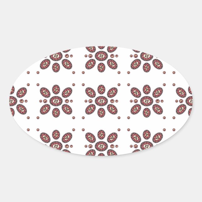 Mandala Flower Pattern Oval Sticker (Front)