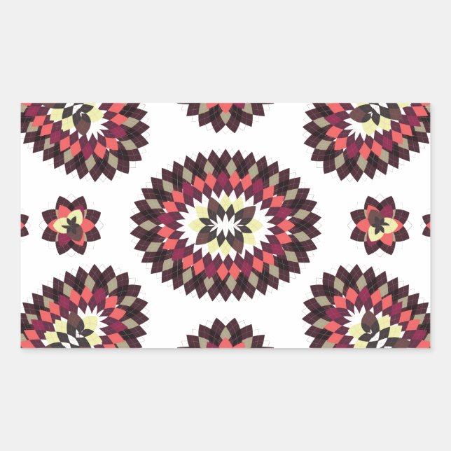 Mandala Flower Pattern Rectangular Sticker (Front)