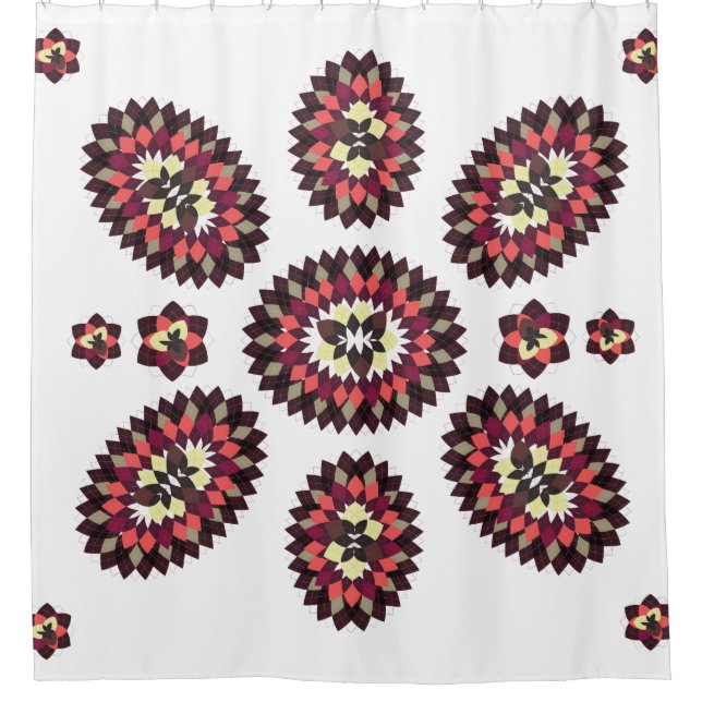 Mandala Flower Pattern Shower Curtain (Front)