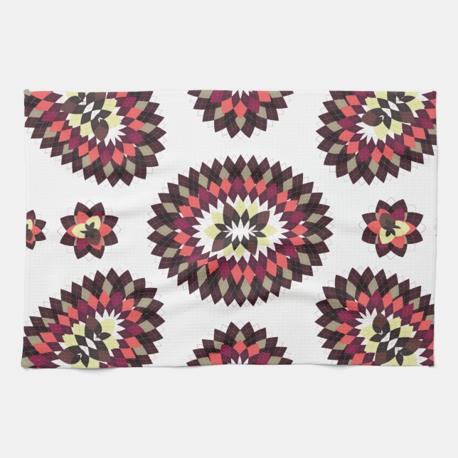 Mandala Flower Pattern Tea Towel (Horizontal)