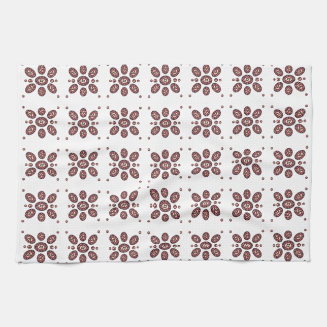 Mandala Flower Pattern Tea Towel (Horizontal)