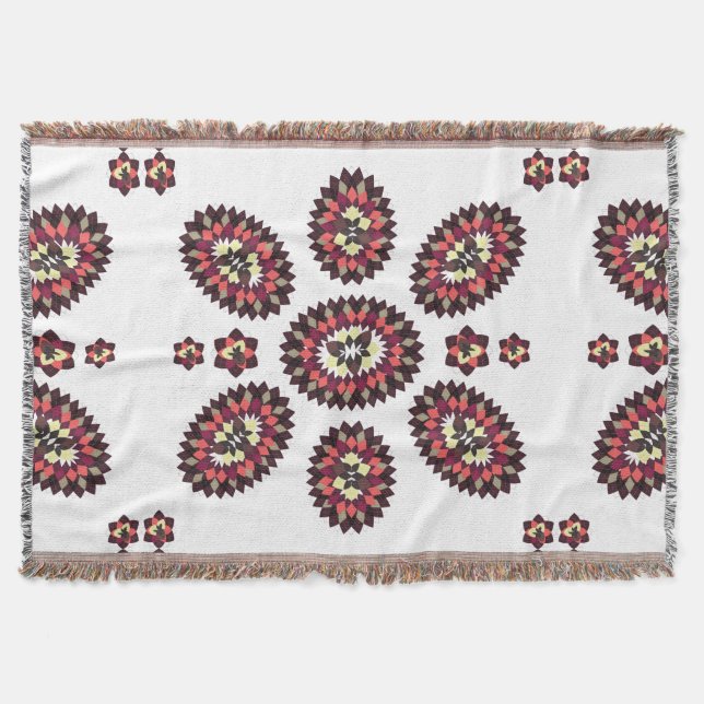 Mandala Flower Pattern Throw Blanket (Front)
