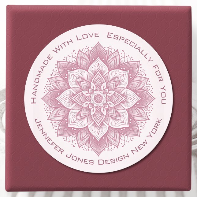Mandala Flower Simple Girly Pink Handmade Labels (Creator Uploaded)