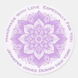 Mandala Flower Simple Pastel Lilac Handmade Labels