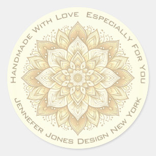 Mandala Flower Simple Yellow Ivory Handmade Labels