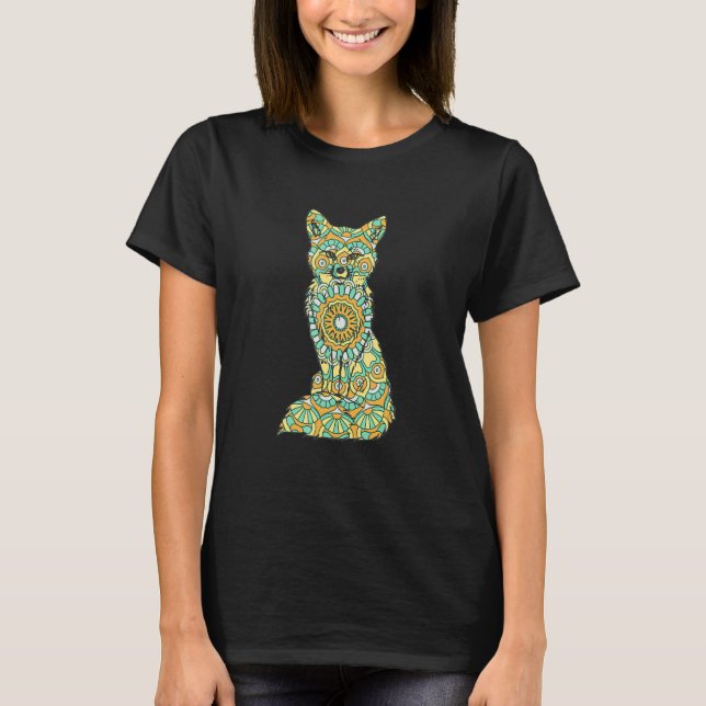 Mandala Fox Geometric Pattern Mandala Animal T-Shirt (Front)
