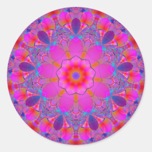 Mandala Fractal hot colours sticker