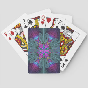 Mandala From Centre Colourful Art With Pink Name Playing Cards