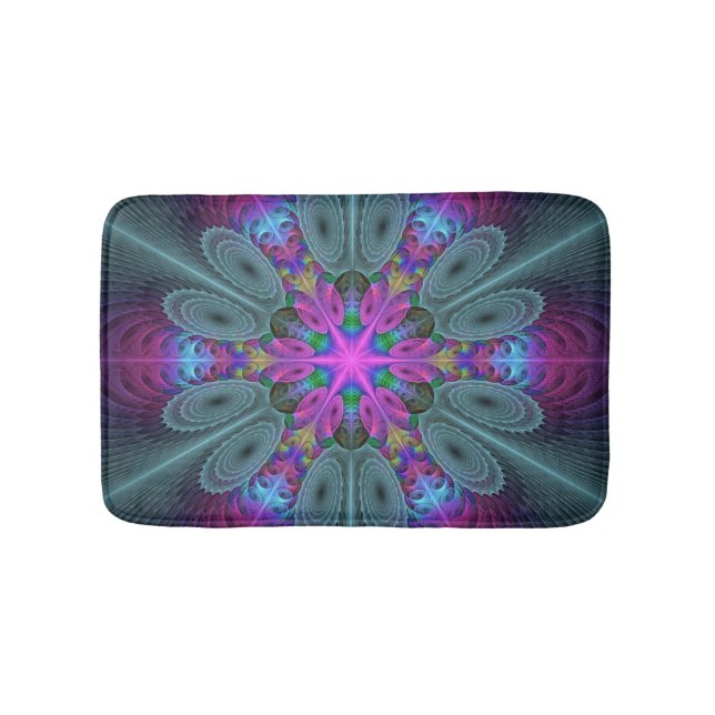 Mandala From Centre Colourful Fractal Art With Pin Bath Mat (Front)