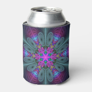 Mandala From Centre Colourful Fractal Art With Pin Can Cooler
