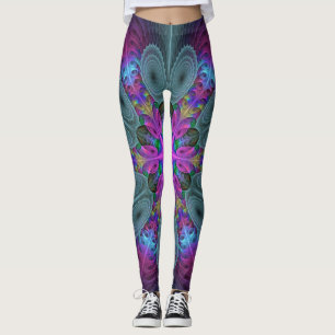 Mandala From Centre Colourful Fractal Art With Pin Leggings