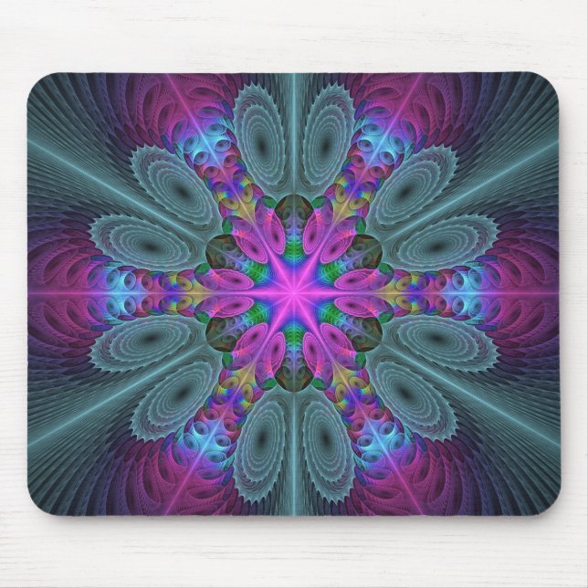 Mandala From Centre Colourful Fractal Art With Pin Mouse Pad (Front)