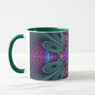 Mandala From Centre Colourful Fractal Art With Pin Mug