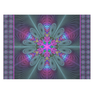 Mandala From Centre Colourful Fractal Art With Pin Tablecloth