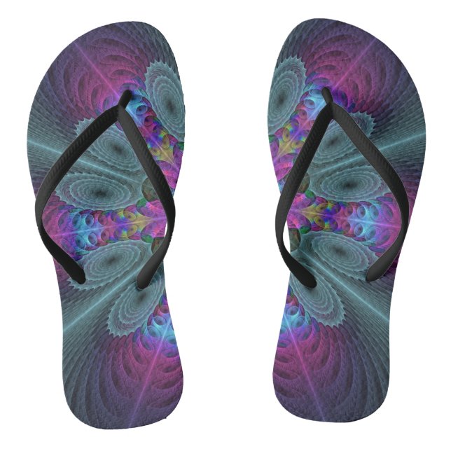 Mandala From Centre Colourful Fractal Art With Pin Thongs (Footbed)