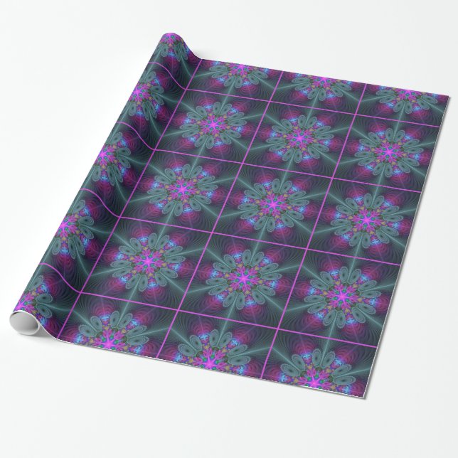 Mandala From Centre Colourful Fractal Art With Pin Wrapping Paper (Unrolled)