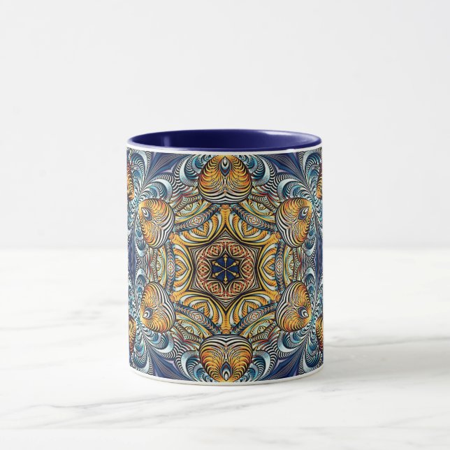 Mandala Geometric Rosette Fractal Retro Hippie Mug (Center)