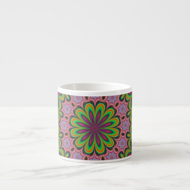 Mandala Geometric Rosette Retro Hippie Espresso Cup (Front)