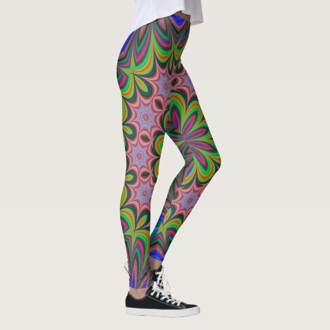 Mandala Geometric Rosette Retro Hippie Leggings (Right)