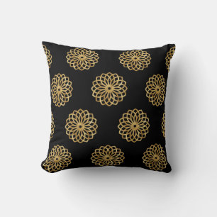 Mandala Gold and Black Cushion