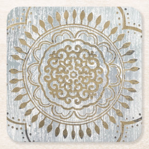 Mandala Gold Design Square Paper Coaster
