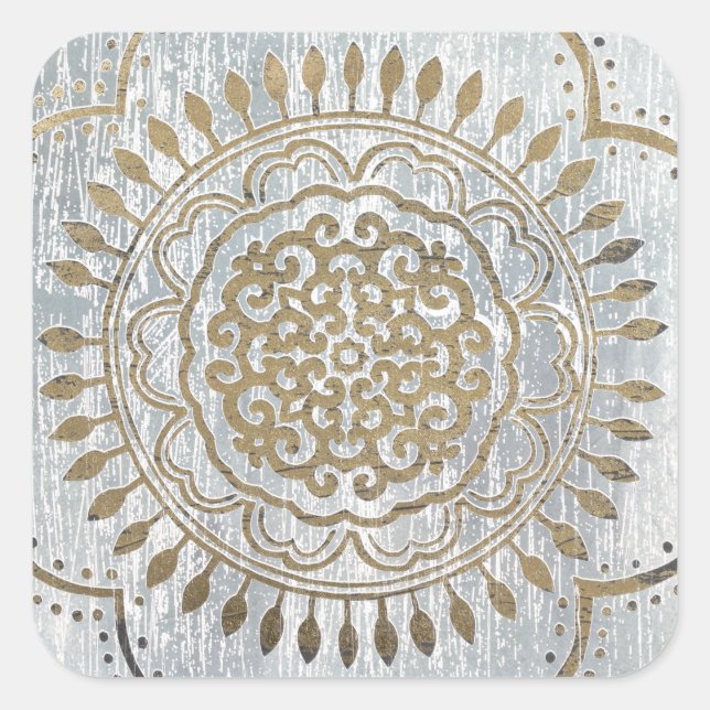 Mandala Gold Design Square Sticker (Front)