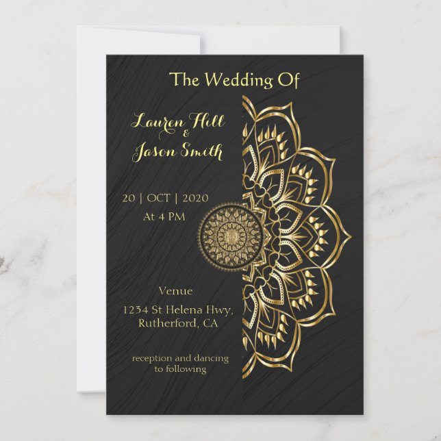 Mandala Gold Florist Wedding Invitation (Front)