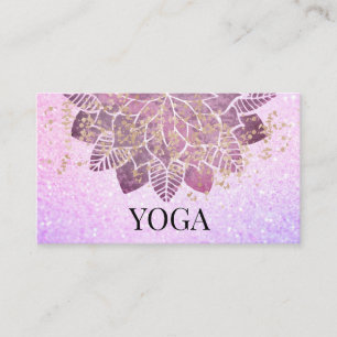 *~* Mandala Gold Pink Glitter Spiritual Yoga Business Card