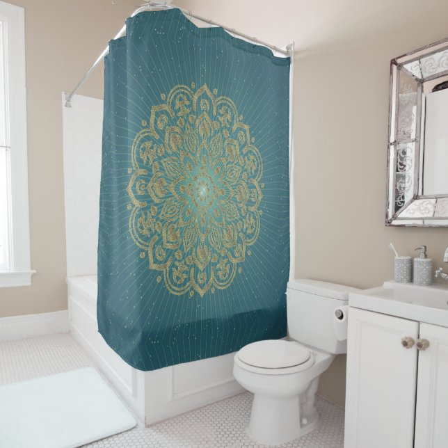MANDALA Golden Rosette - Shower Curtain (In Situ)