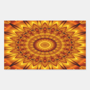mandala golden sun rectangular sticker