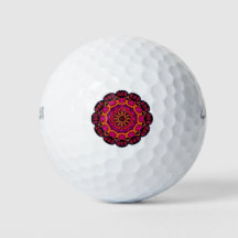 Mandala Golf Balls - Pink, Red, Purple and Orange