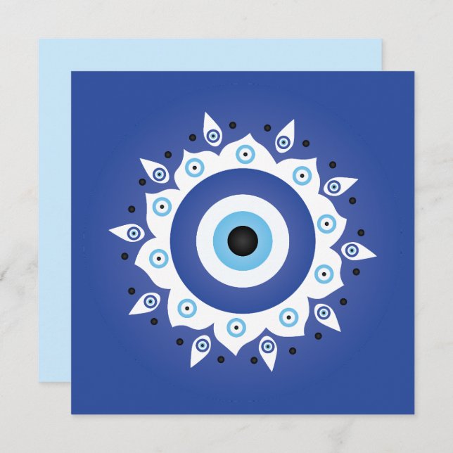 Mandala Greek Evil Eye Blue White Card (Front/Back)