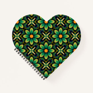 Mandala Green and Yellow Floral Geometric Pattern Notebook