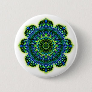 Mandala green blue 6 cm round badge
