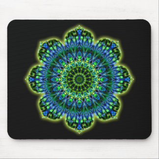 Mandala green blue | black mouse pad