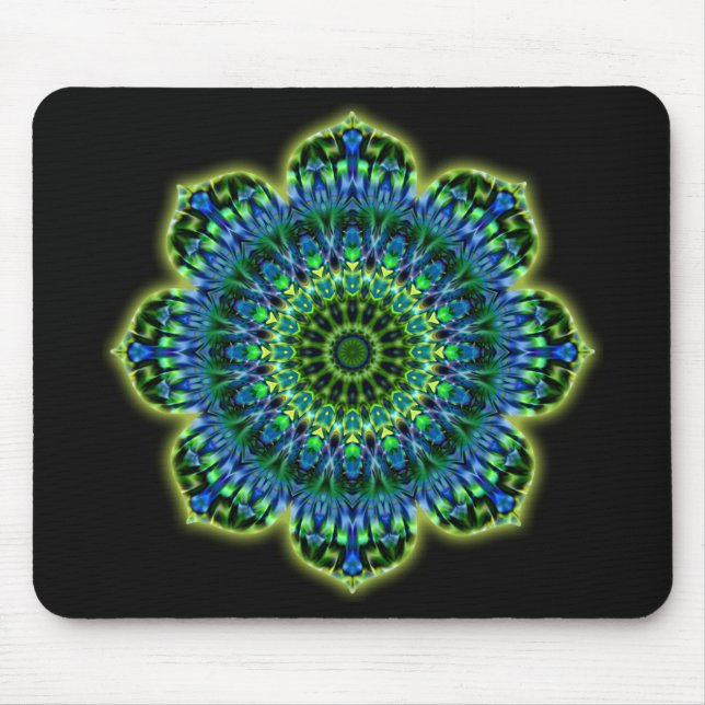 Mandala green blue | black mouse pad (Front)