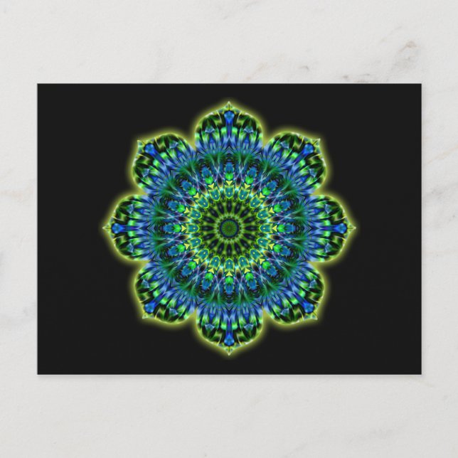 Mandala green blue | black postcard (Front)