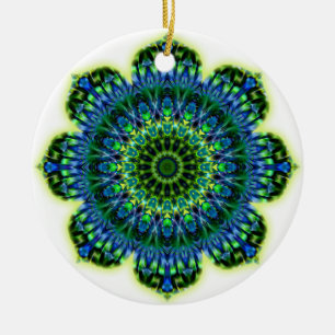 Mandala green blue ceramic ornament