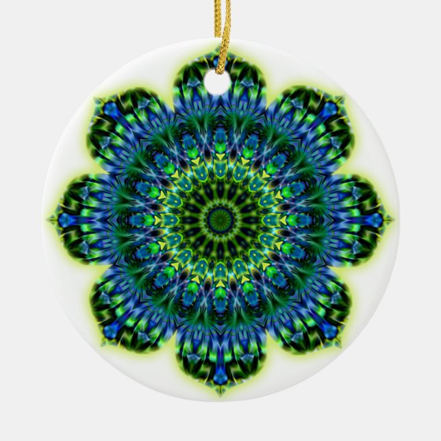 Mandala green blue ceramic ornament (Front)