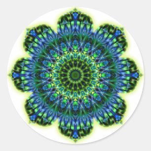 Mandala green blue classic round sticker