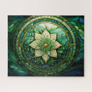 Mandala Green Blue Gold Jigsaw Puzzle