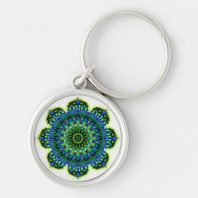 Mandala green blue key ring (Front)