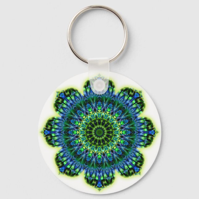 Mandala green blue key ring (Front)