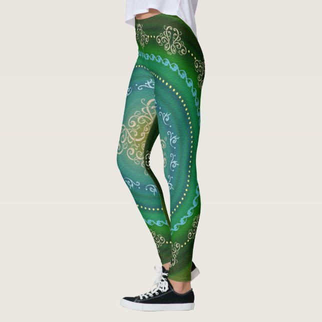 Mandala Green Blue - Leggings (Left)