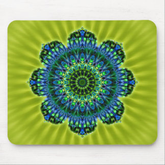 Mandala green blue | lightgreen flower mouse pad